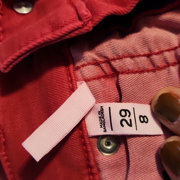 Made and Loved Loft Slim Pockets Red Pants Sz 8 - Picture 5 of 7